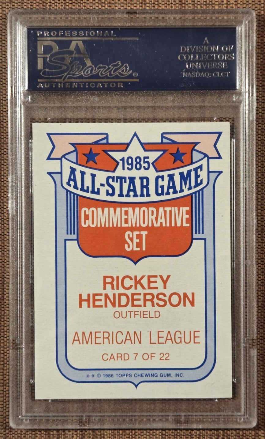 1986 Topps Glossy Set of 22 #7 Rickey Henderson Yankees Baseball Card PSA 9 HOF1
