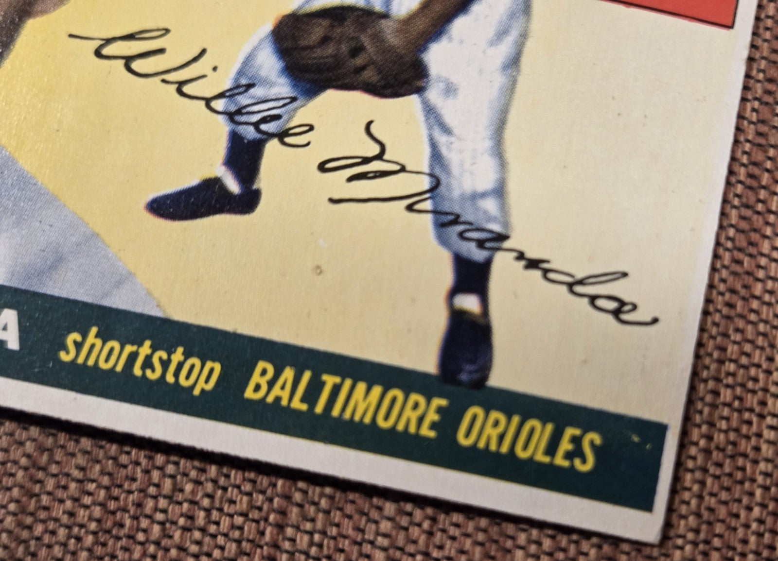 1955 Topps #154 Willie Miranda Baltimore Orioles Vintage Original Baseball Card3