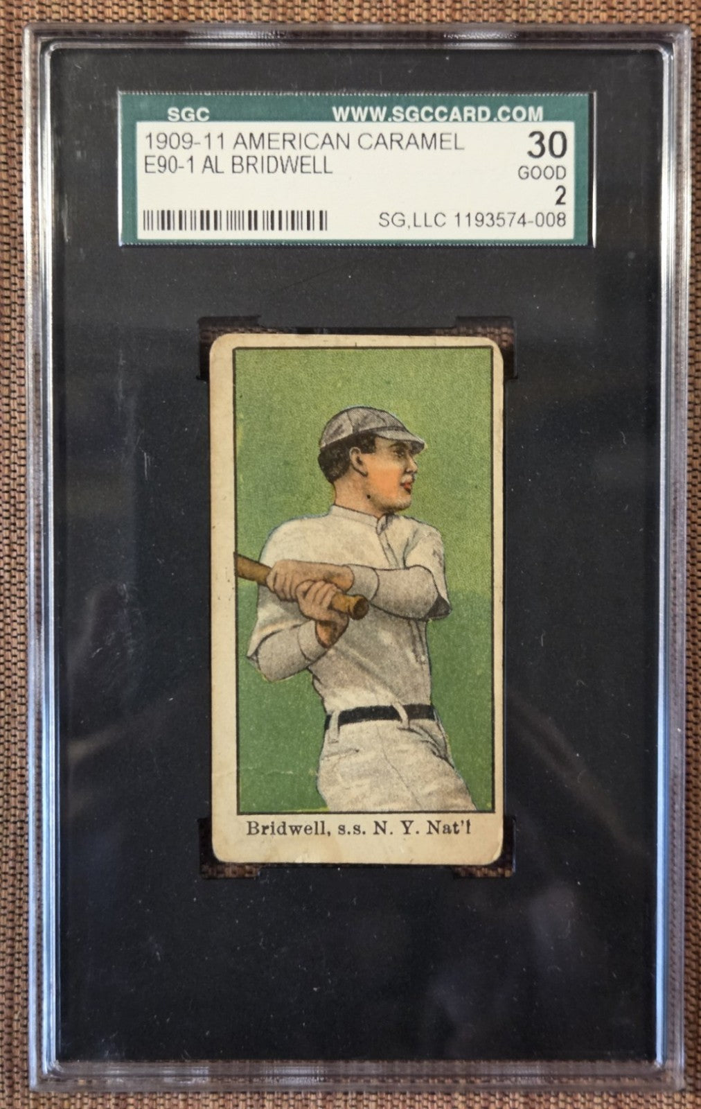 1909 American Caramel E90-1 Al Bridwell Brave Giants Cubs Baseball Card SGC 2 GD0