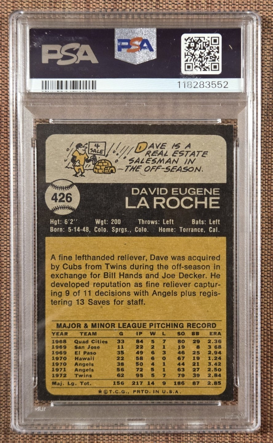 1973 Topps #426 Dave LaRoche Chicago Cubs Original Baseball Card PSA 7 NM1