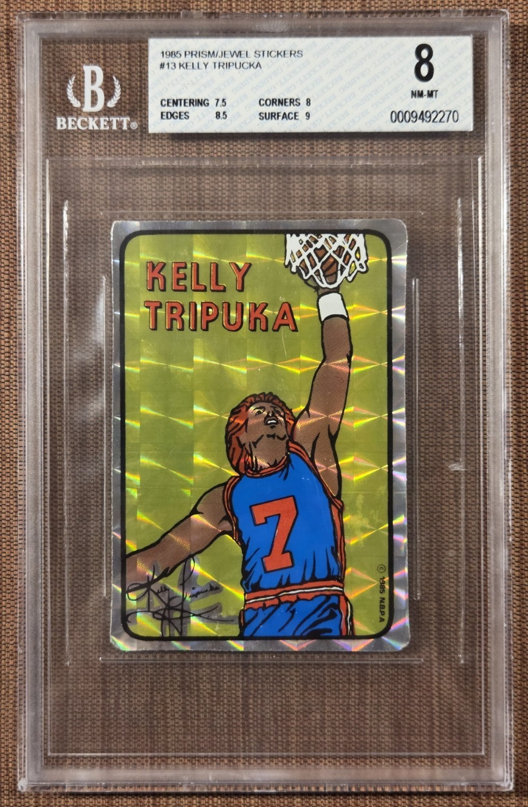 1985 Prism Jewel Stickers #13 Kelly Tripucka Pistons Basketball Card BGS 8 NM/MT0