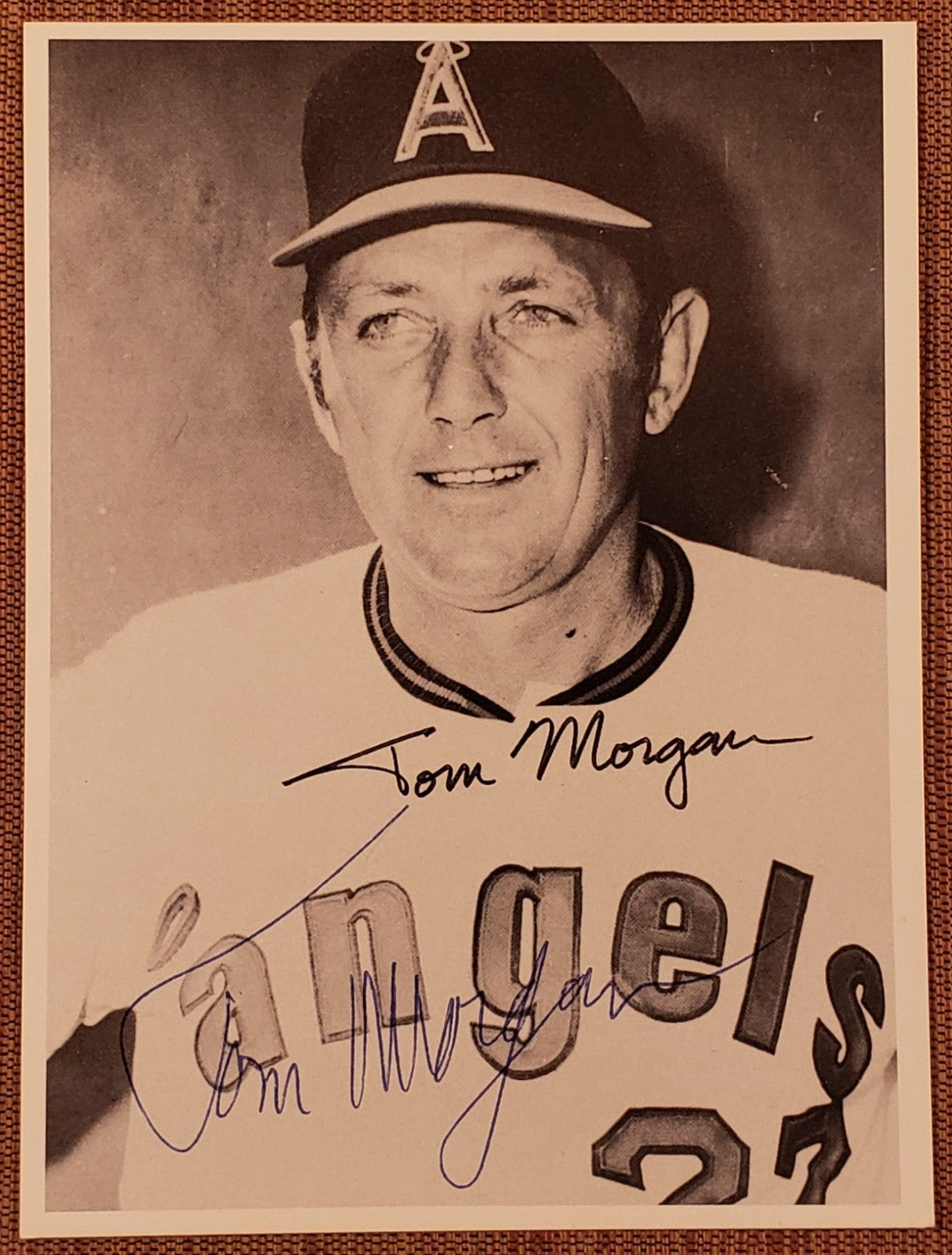 Tom Morgan Auto California Angels Vintage Original Baseball 5x7 Photo JSA0