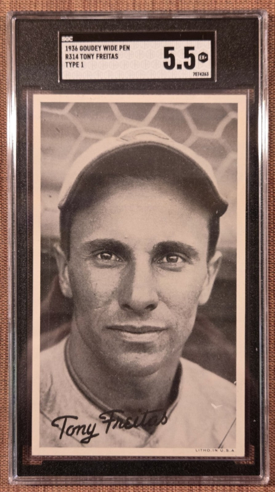 1936 Goudey Wide Pen Type 1 R314 Tony Frietas A's Reds Baseball Card SGC 5.5 EX+0