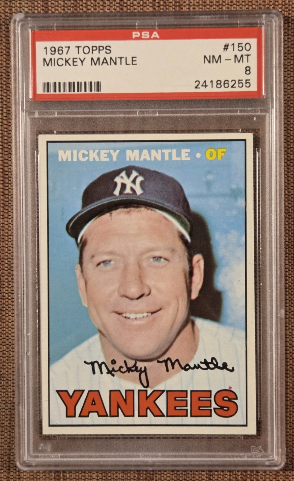 1967 Topps #150 Mickey Mantle New York Yankees Baseball Card PSA 8 NM/MT0