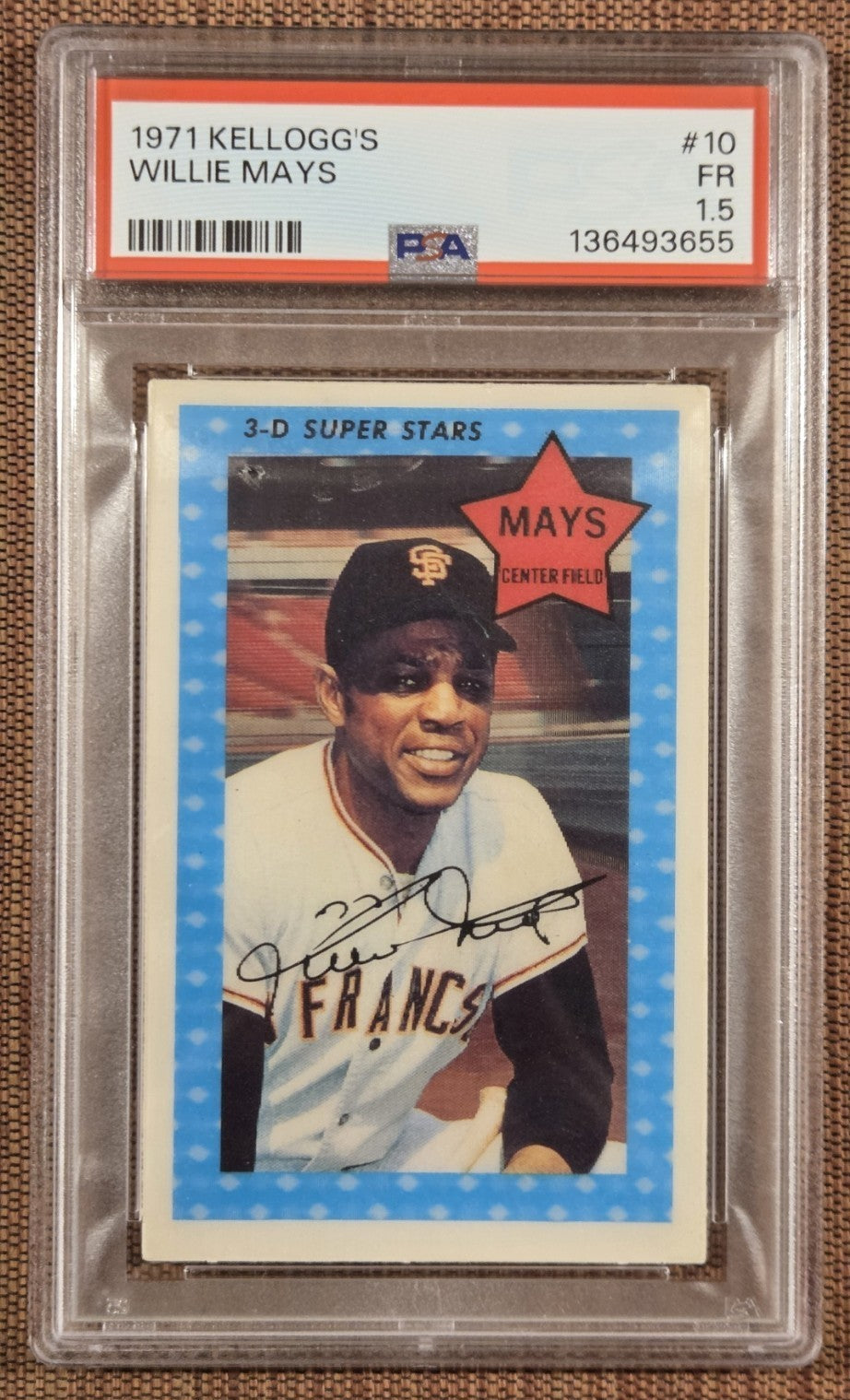 1971 Kellogg's #10 Willie Mays San Fransico Giants Baseball Card PSA 1.5 HOF0