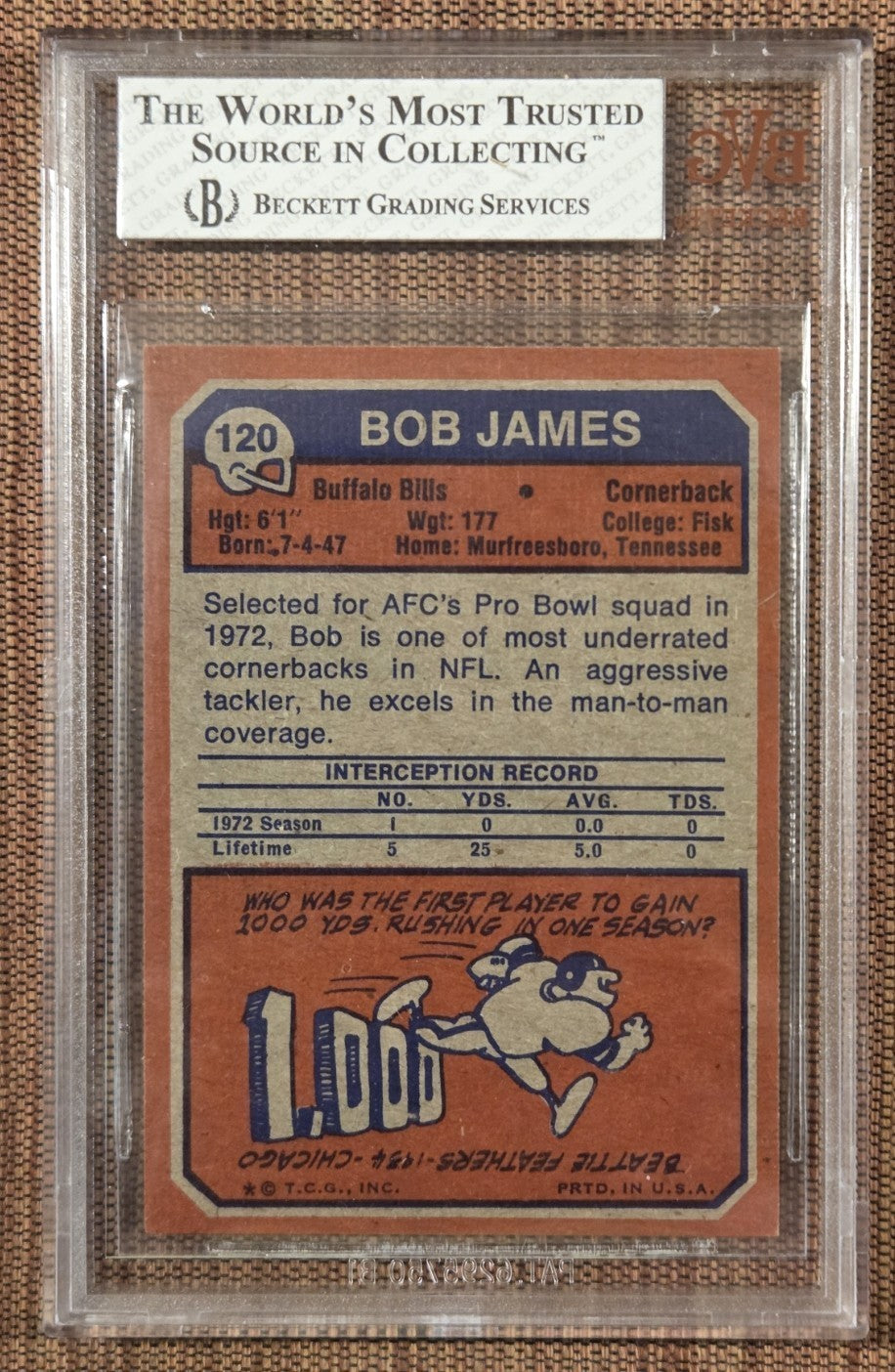 1973 Topps #120 Bob James Buffalo Bills Vintage Original Football Card BVG 81