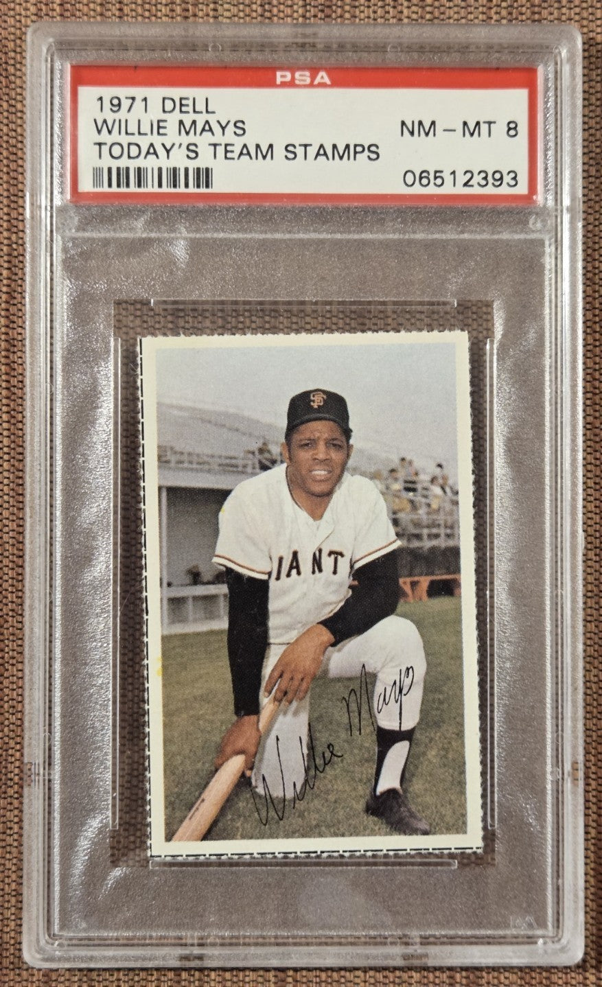 1971 Dell Team Stamps Willie Mays San Francisco Giants Baseball Card PSA 8 HOF0