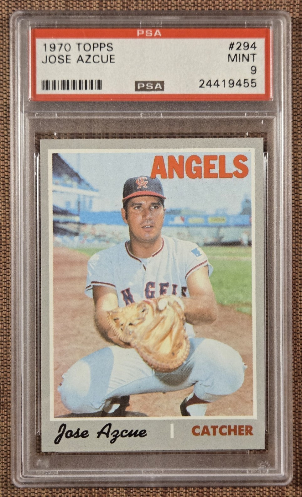 1970 Topps #294 Jose Azcue California Angels Original Baseball Card PSA 9 Mint0