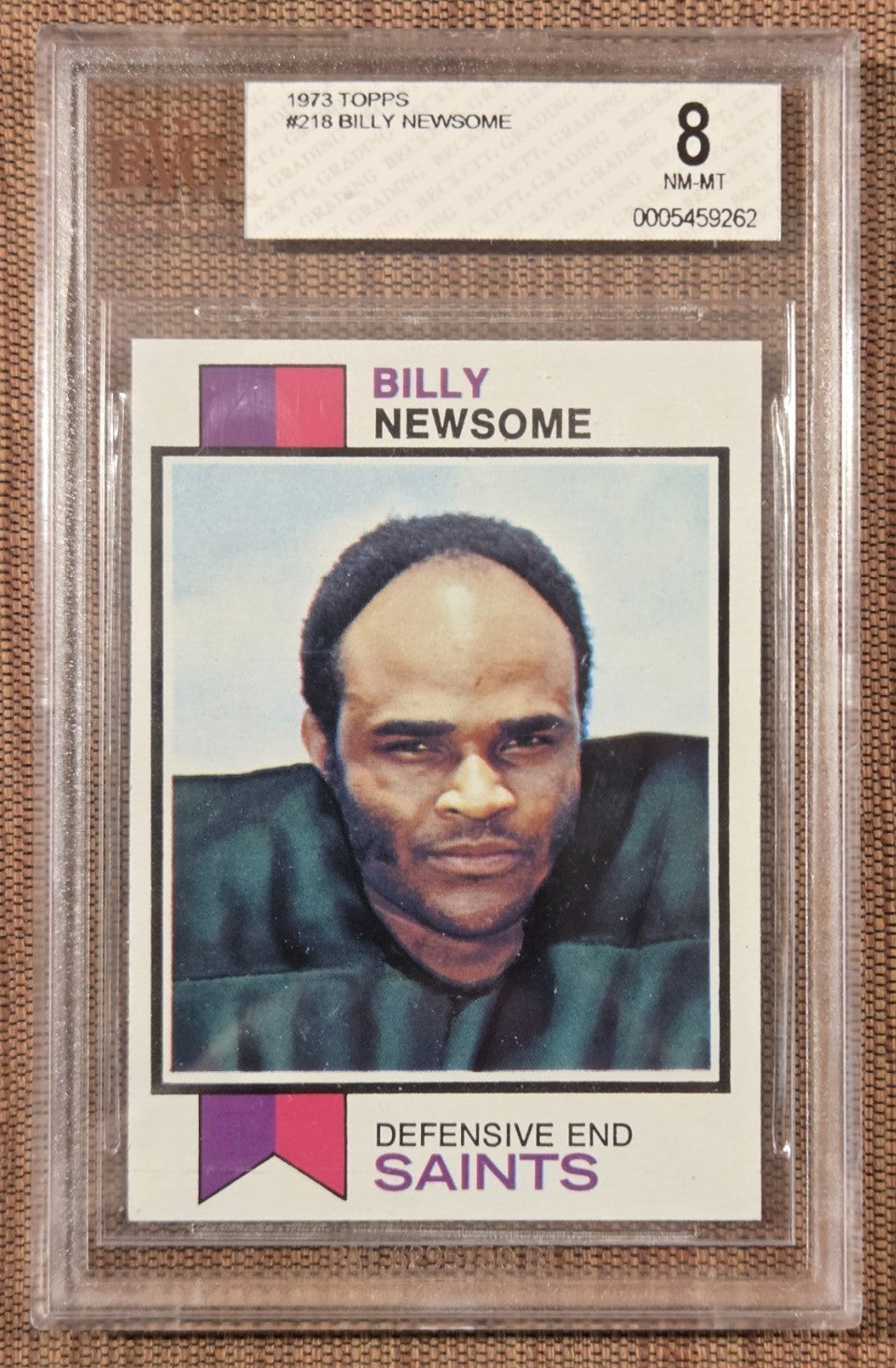 1973 Topps #218 Billy Newsome New Orleans Saints Rookie Football Card BVG 8 RC0