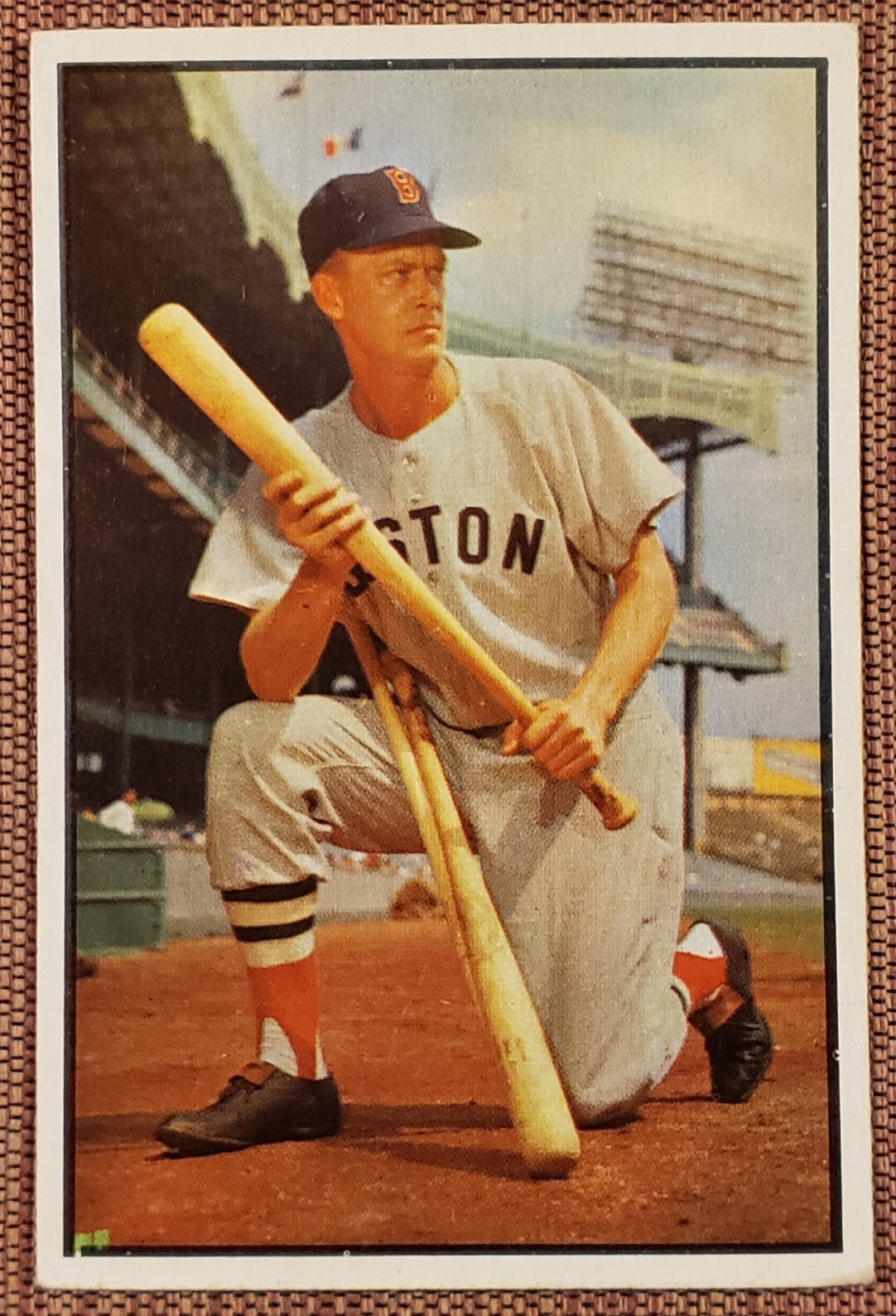 1953 Bowman Color #25 Hoot Evers Boston Red Sox Vintage Original Baseball Card0