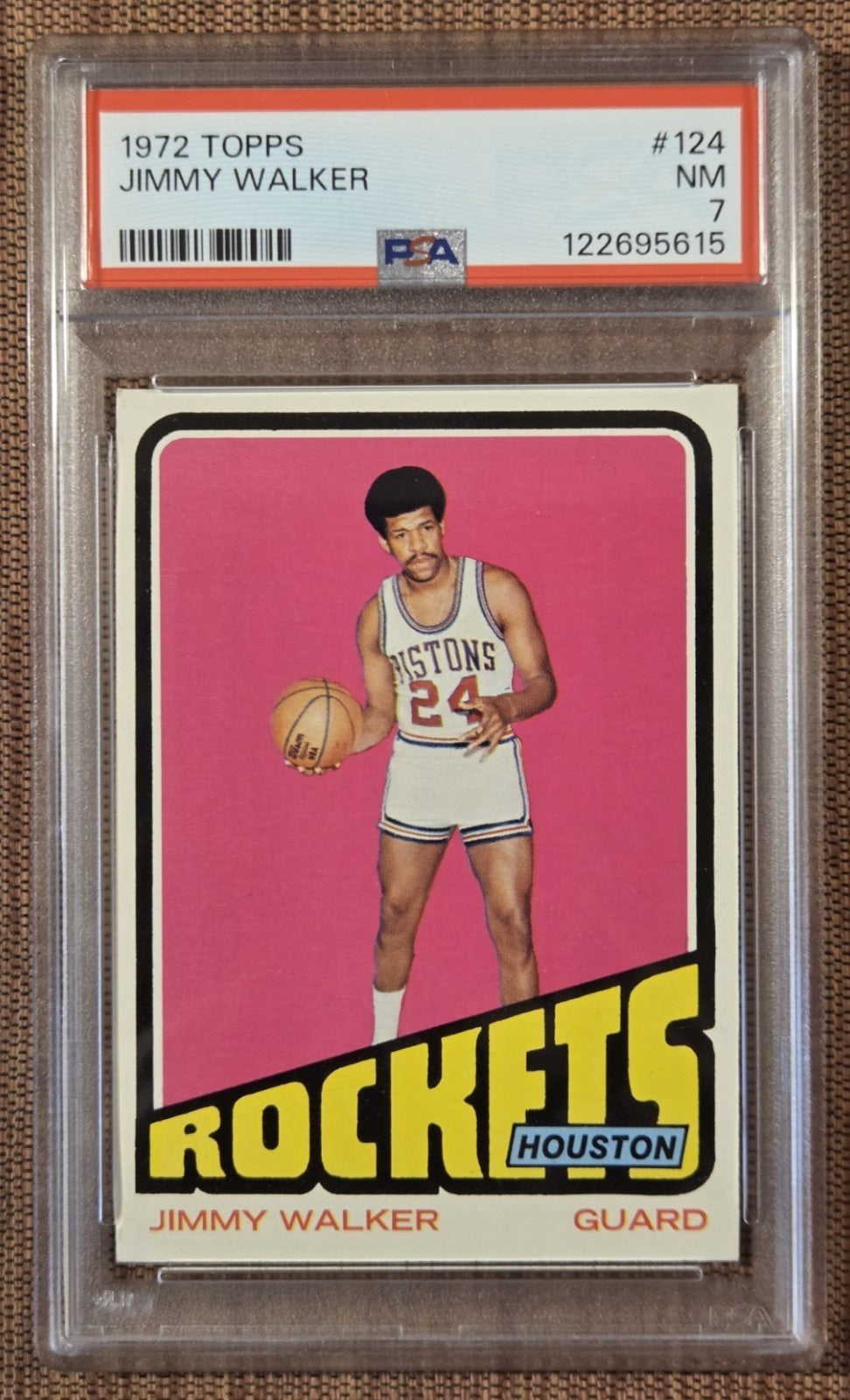 1972 Topps #124 Jimmy Walker Houston Rockets Original Basketball Card PSA 7 NM0