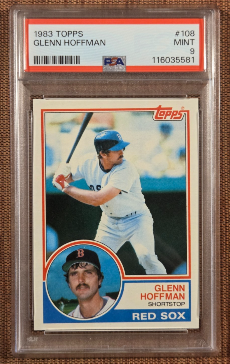 1983 Topps #108 Glenn Hoffman Boston Red Sox Original Baseball Card PSA 9 Mint0