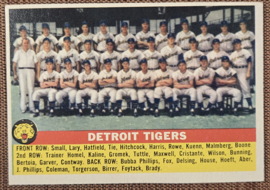 1956 Topps #213 Detroit Tigers Baseball Card Al Kaline Kuenn Bunning Lary Fox0