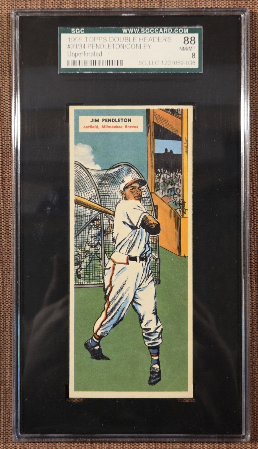 1955 Topps Double Headers #33 Jim Pendleton Conley Braves Baseball Card SGC 80