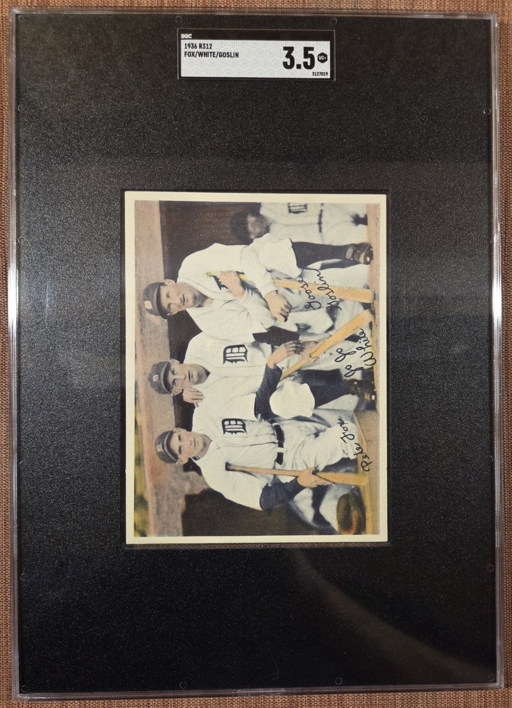 1936 R312 Pete Fox White Goose Goslin Detroit Tigers Baseball Card SGC 3.5 HOF0