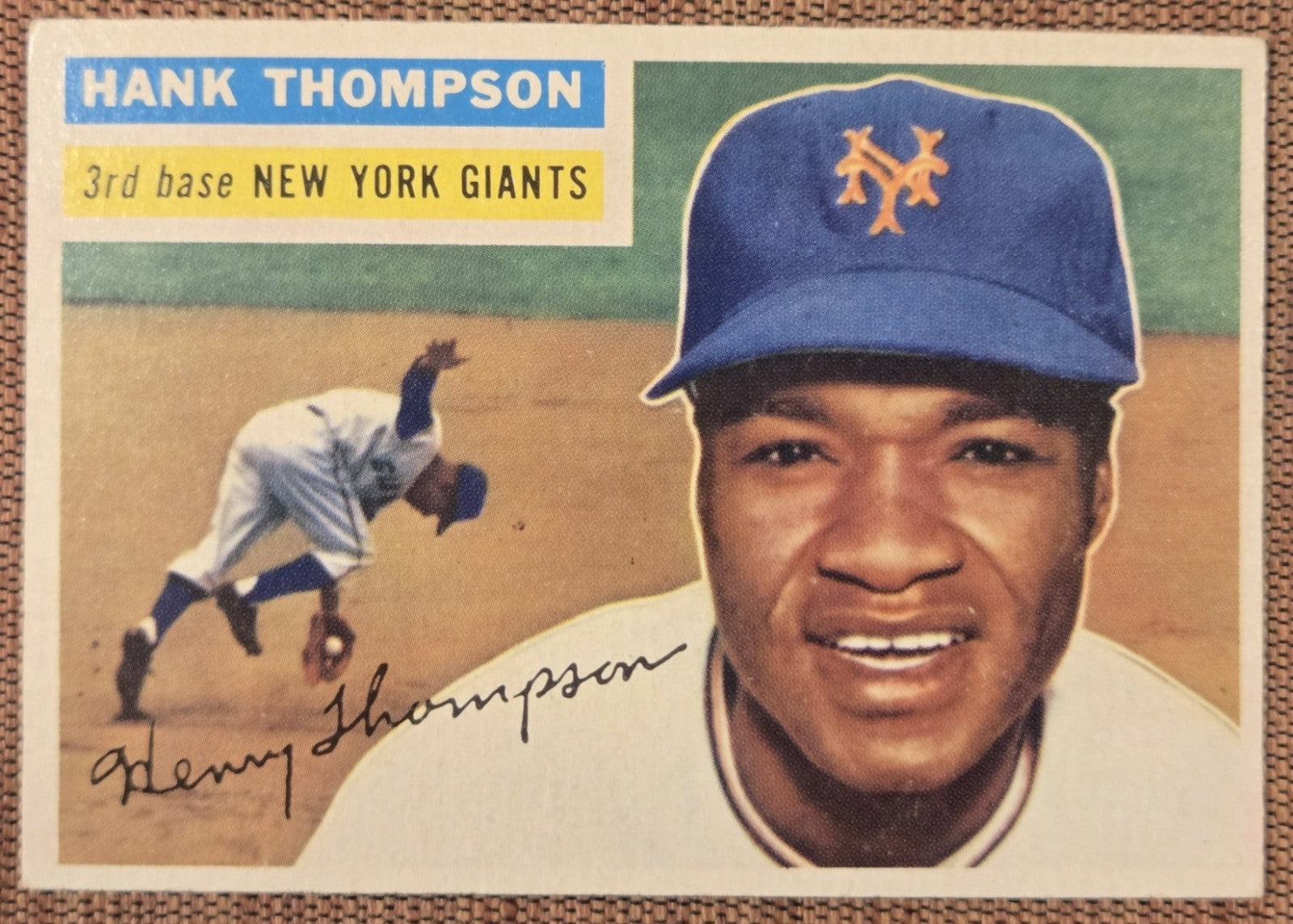 1956 Topps Hank Thompson New York Giants Authentic Original Baseball Card0