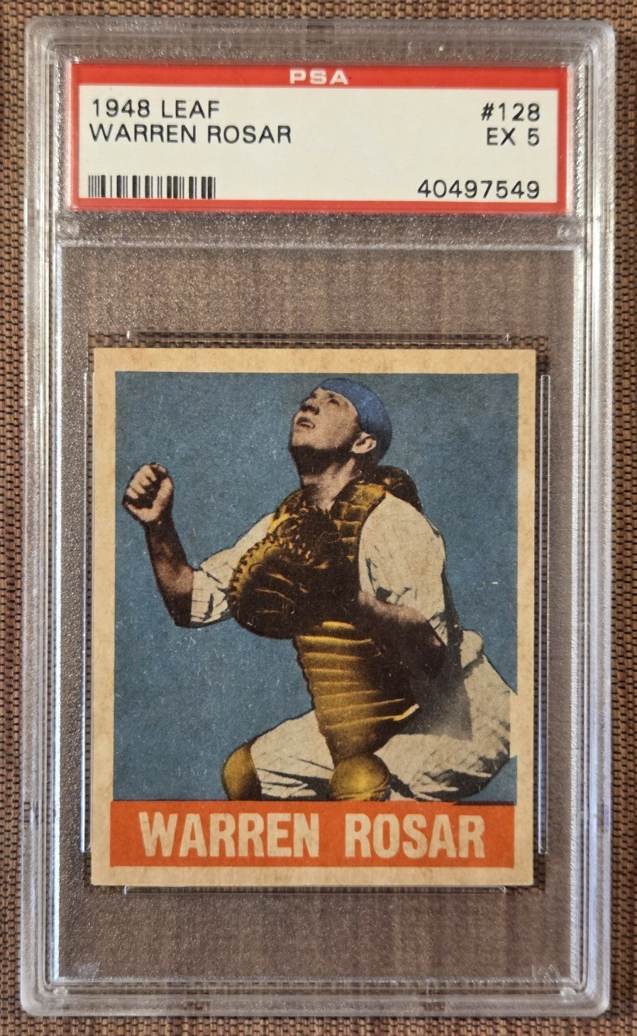 1948 Leaf #128 Warren Buddy Rosar Philadelphia A's Original Baseball Card PSA 50