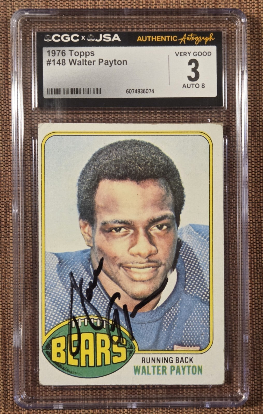 1976 Topps #148 Walter Payton Chicago Bears Football Card CGC 3/JSA 8 AUTO RC0