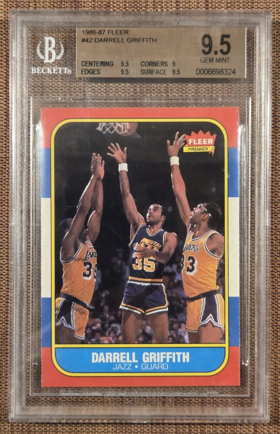 1986 Fleer #42 Darrell Griffith Utah Jazz Basketball Card BGS 9.5 Gem Mint0