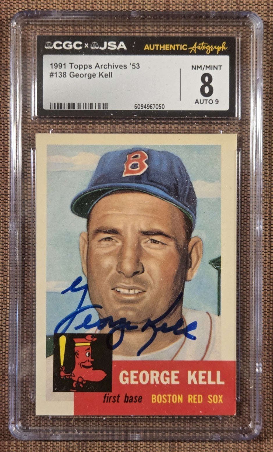1991 Topps Archives '53 #138 George Kell Red Sox Baseball Card CGC 8/JSA 9 AUTO0