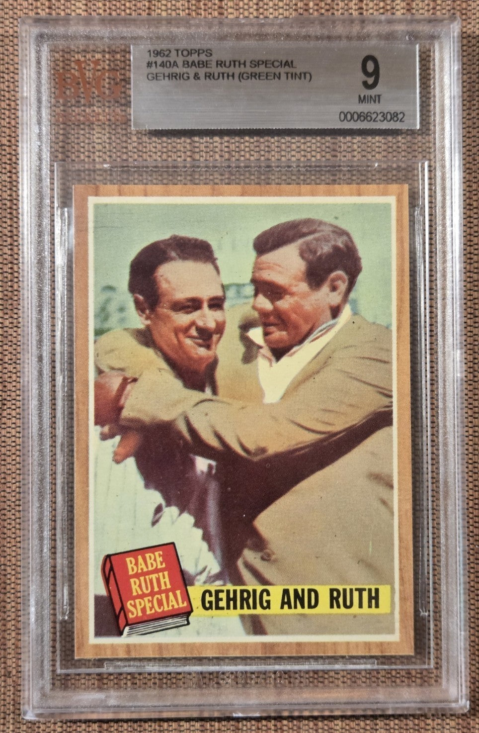 1962 Topps #140 Babe Ruth Gehrig New York Yankees Baseball Card BVG 9 Mint HOF0
