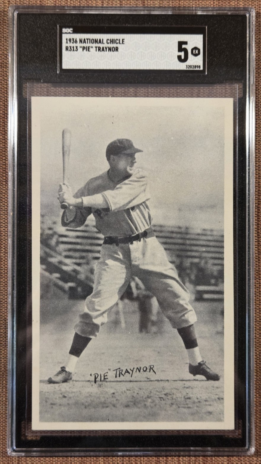 1936 National Chicle Fine Pen R313 Pie Traynor Pirates Baseball Card SGC 5 HOF0