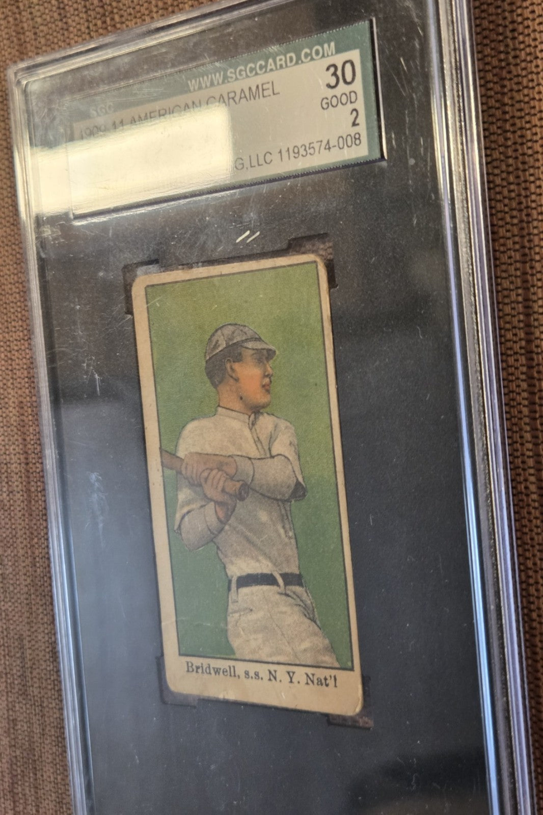 1909 American Caramel E90-1 Al Bridwell Brave Giants Cubs Baseball Card SGC 2 GD1