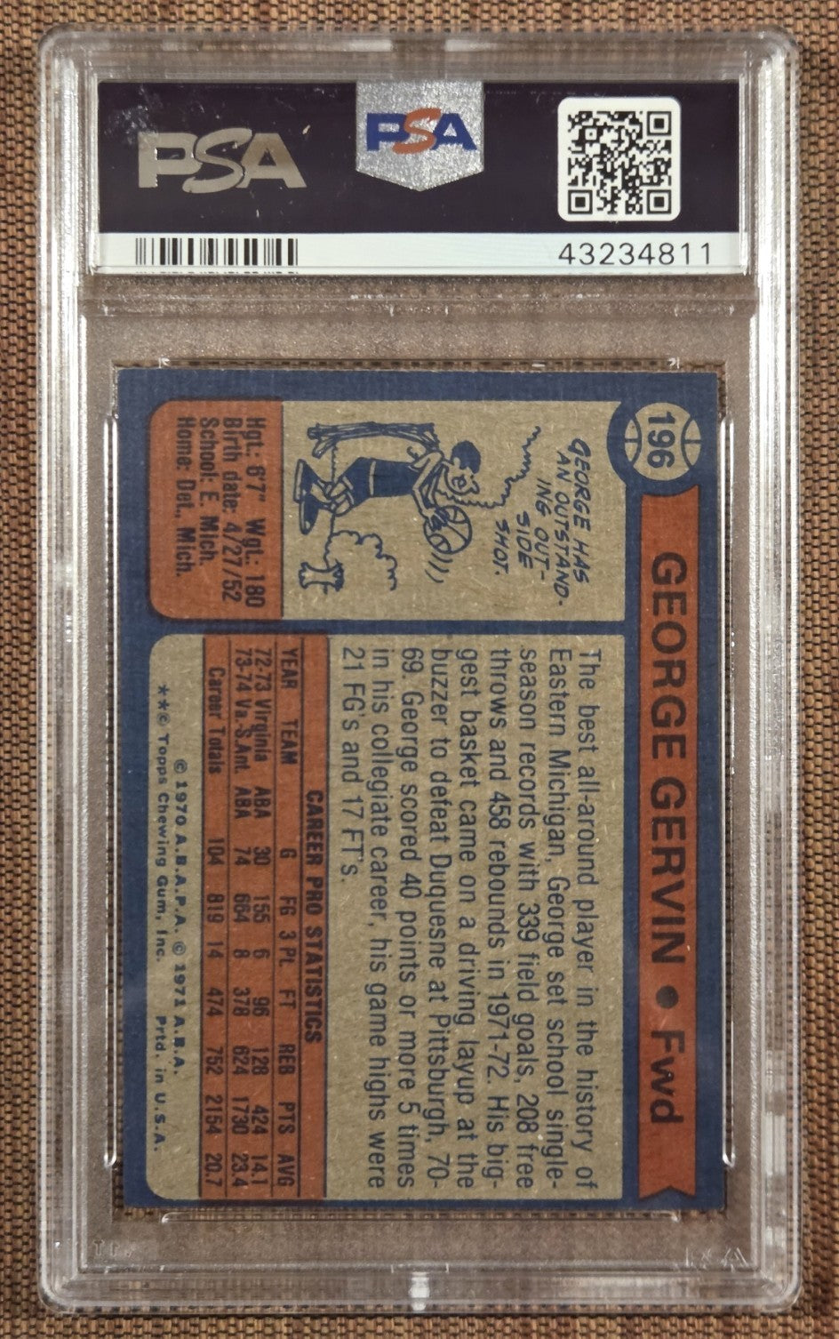 1974 Topps #196 George Gervin Spurs Basketball Card PSA 8 / DNA 10 AUTO RC HOF1