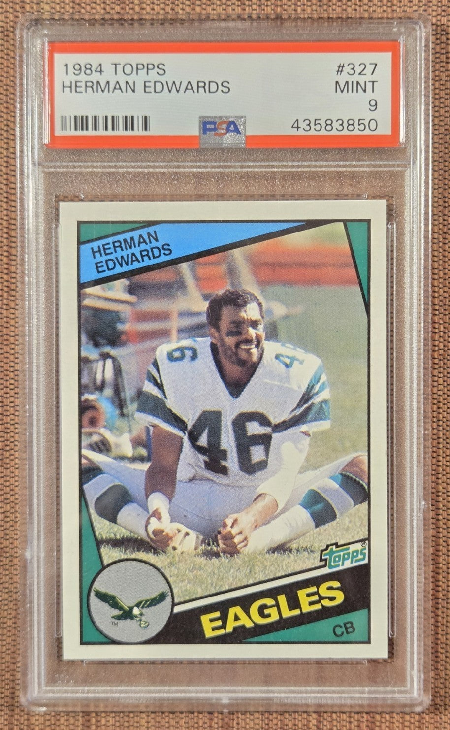 1984 Topps #327 Herman Edwards Philadelphia Eagles Football Card PSA 9 Mint0