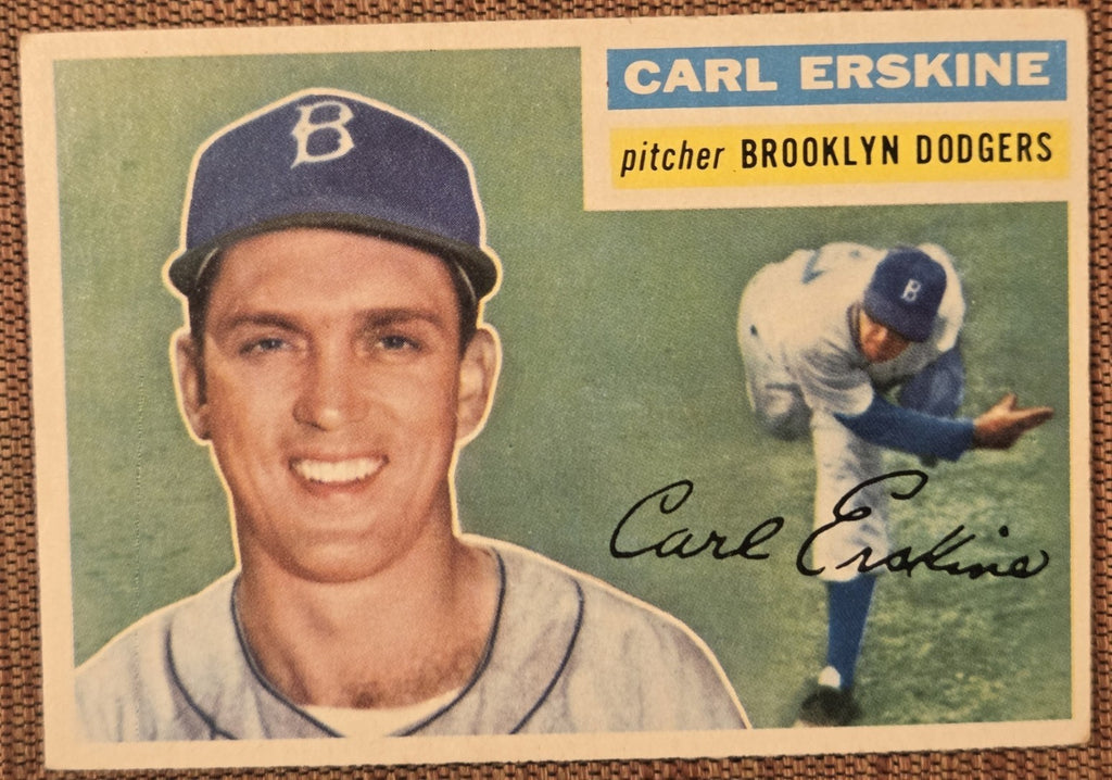 1956 Topps #233 Carl Erskine Brooklyn Dodgers Vintage Original Baseball Card0