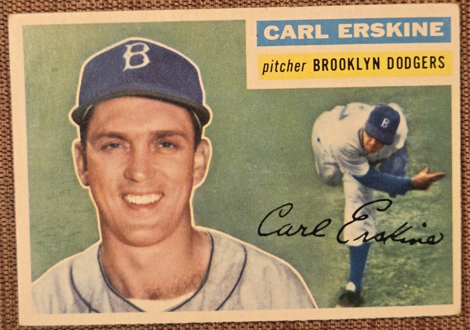 1956 Topps #233 Carl Erskine Brooklyn Dodgers Vintage Original Baseball Card0