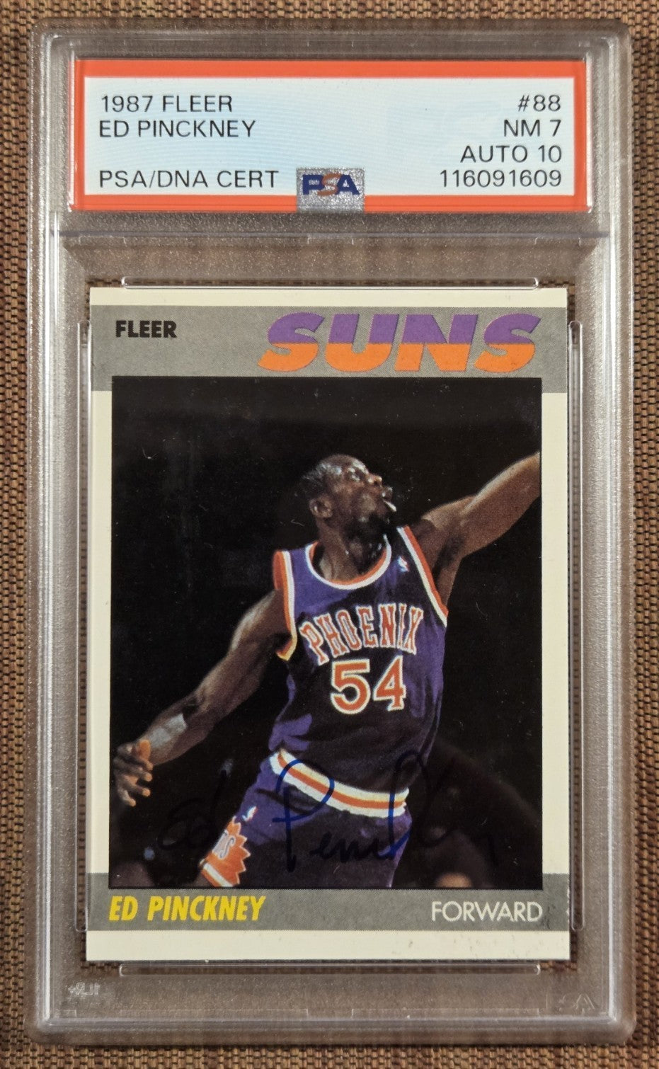 1988 Fleer #88 Ed Pinckney Phoenix Suns Basketball Card PSA 7 / DNA 10 AUTO0