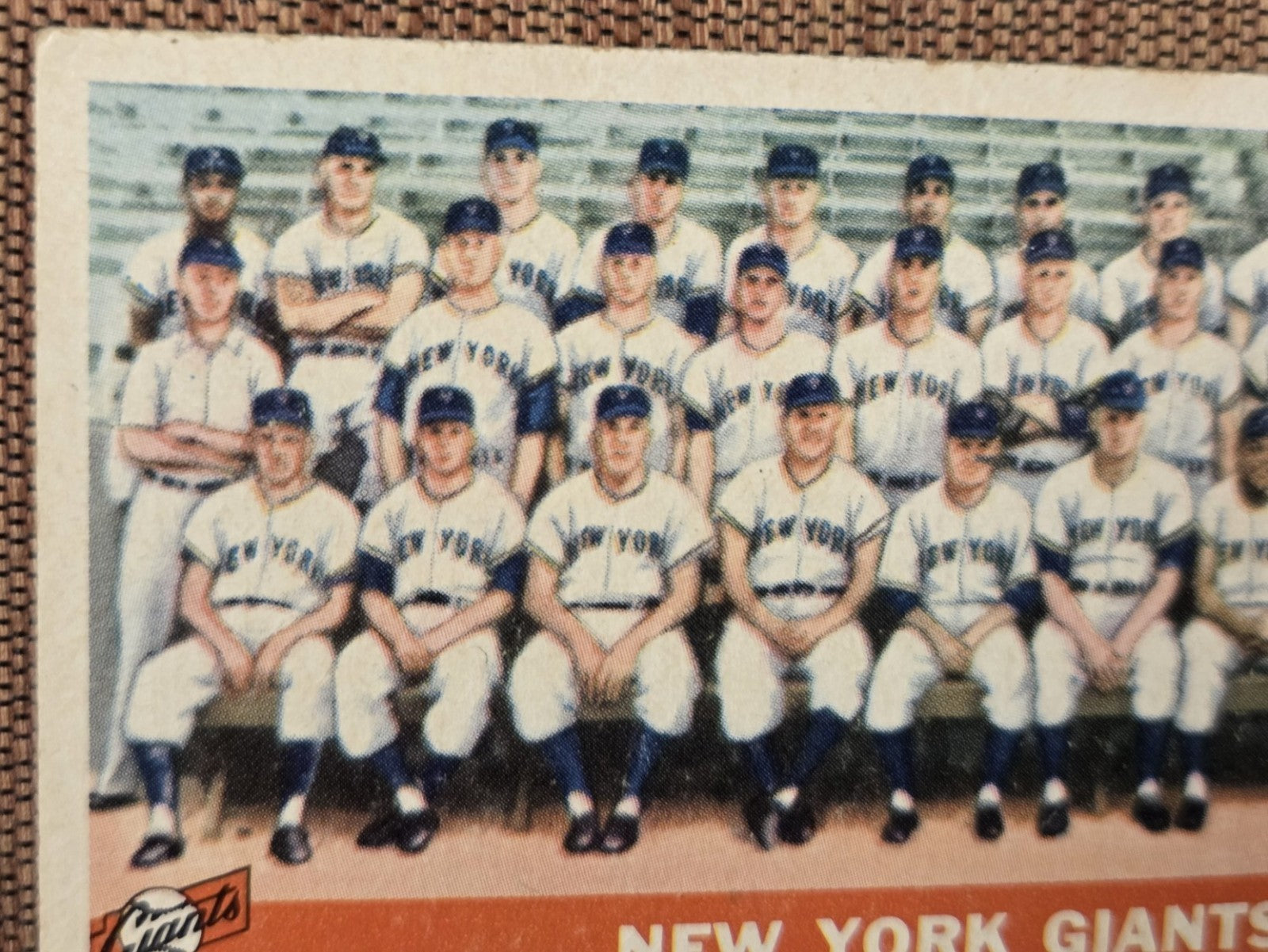 1956 Topps #226 New York Giants Baseball Card Willie Mays Irvin Dark Thompson1