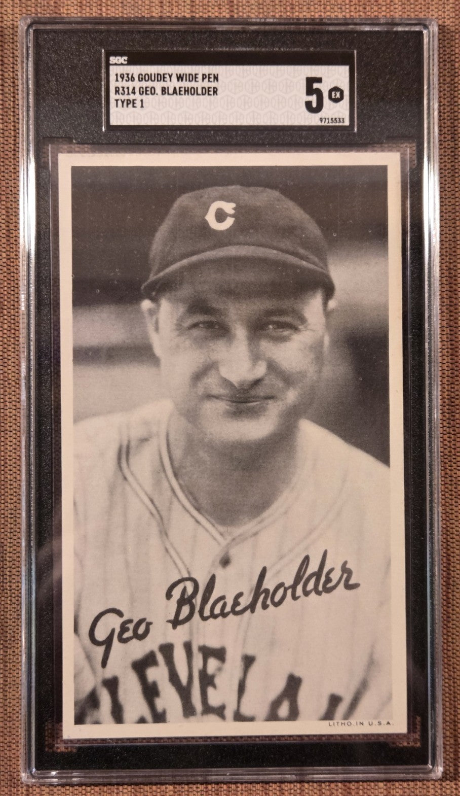 1936 Goudey Wide Pen Type 1 R314 George Blaeholder Browns Baseball Card SGC 50