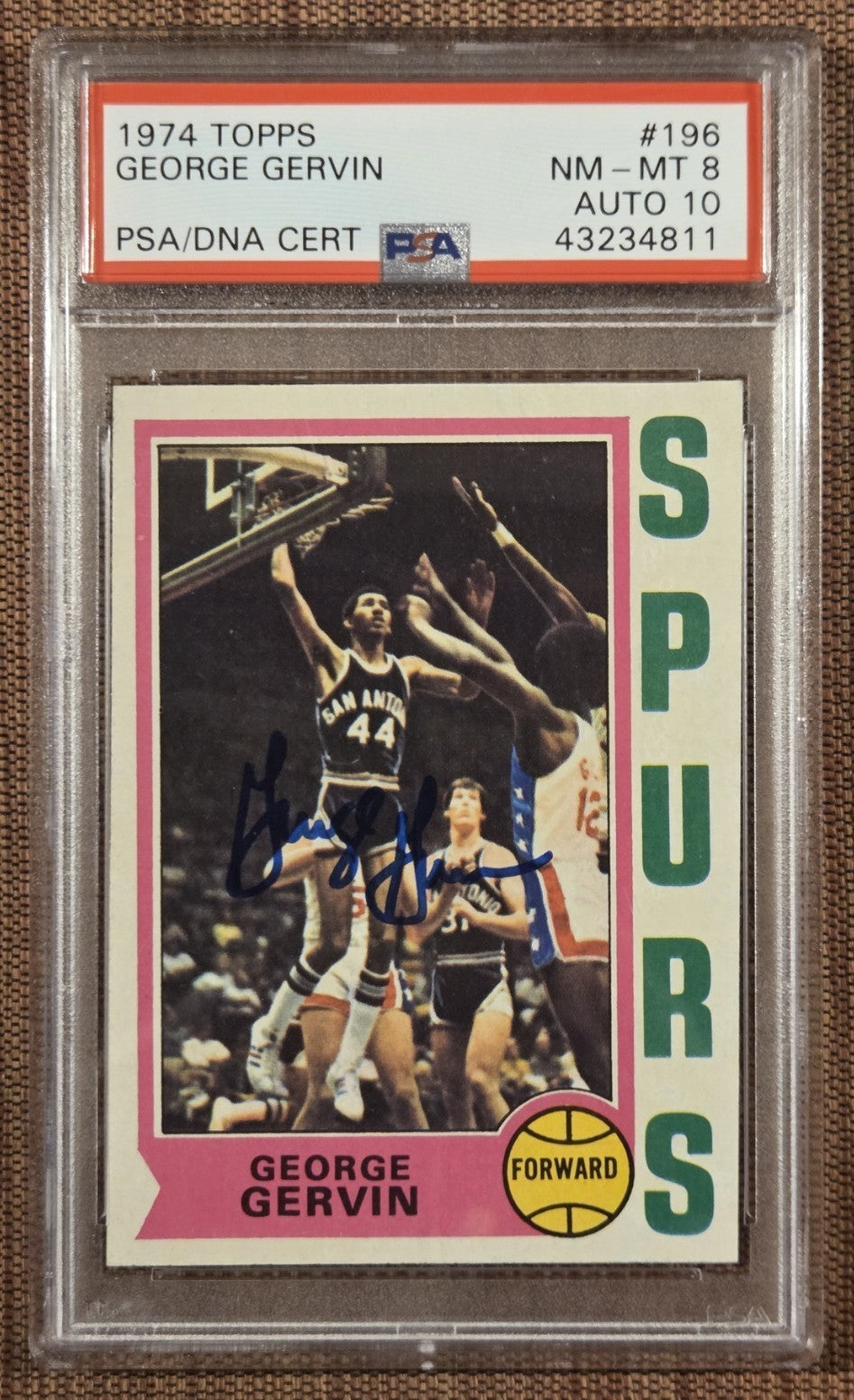 1974 Topps #196 George Gervin Spurs Basketball Card PSA 8 / DNA 10 AUTO RC HOF0