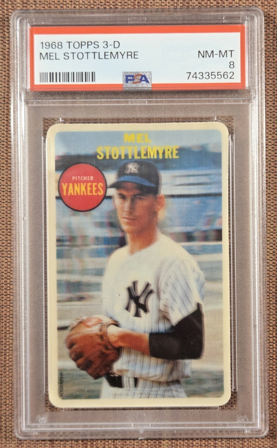 1968 Topps 3-D Mel Stottlemyre New York Yankees Baseball Card PSA 8 NM/MT0