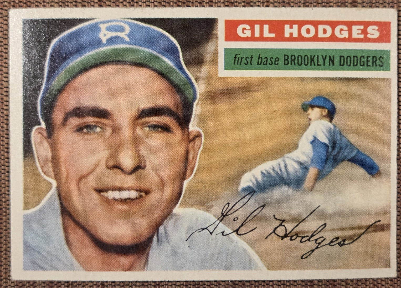 1956 Topps #145 Gil Hodges Brooklyn Dodgers Authentic Original Baseball Card0