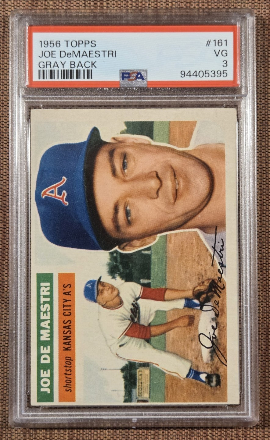 1956 Topps #161 Joe DeMaestri Kansas City Athletics Original Baseball Card PSA 30