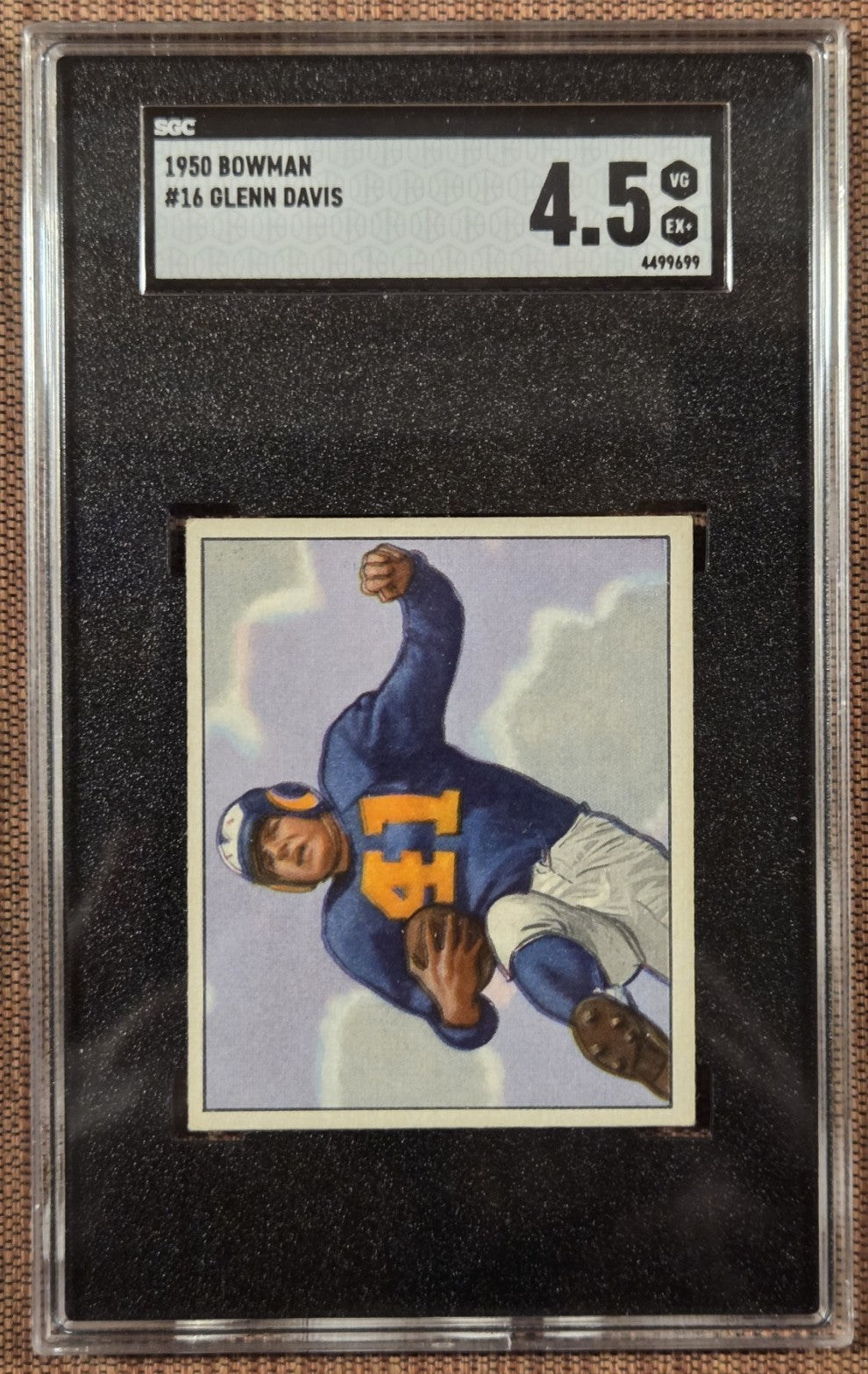 1950 Bowman #15 Glenn Davis Los Angeles Rams Rookie Football Card SGC 4.5 RC0