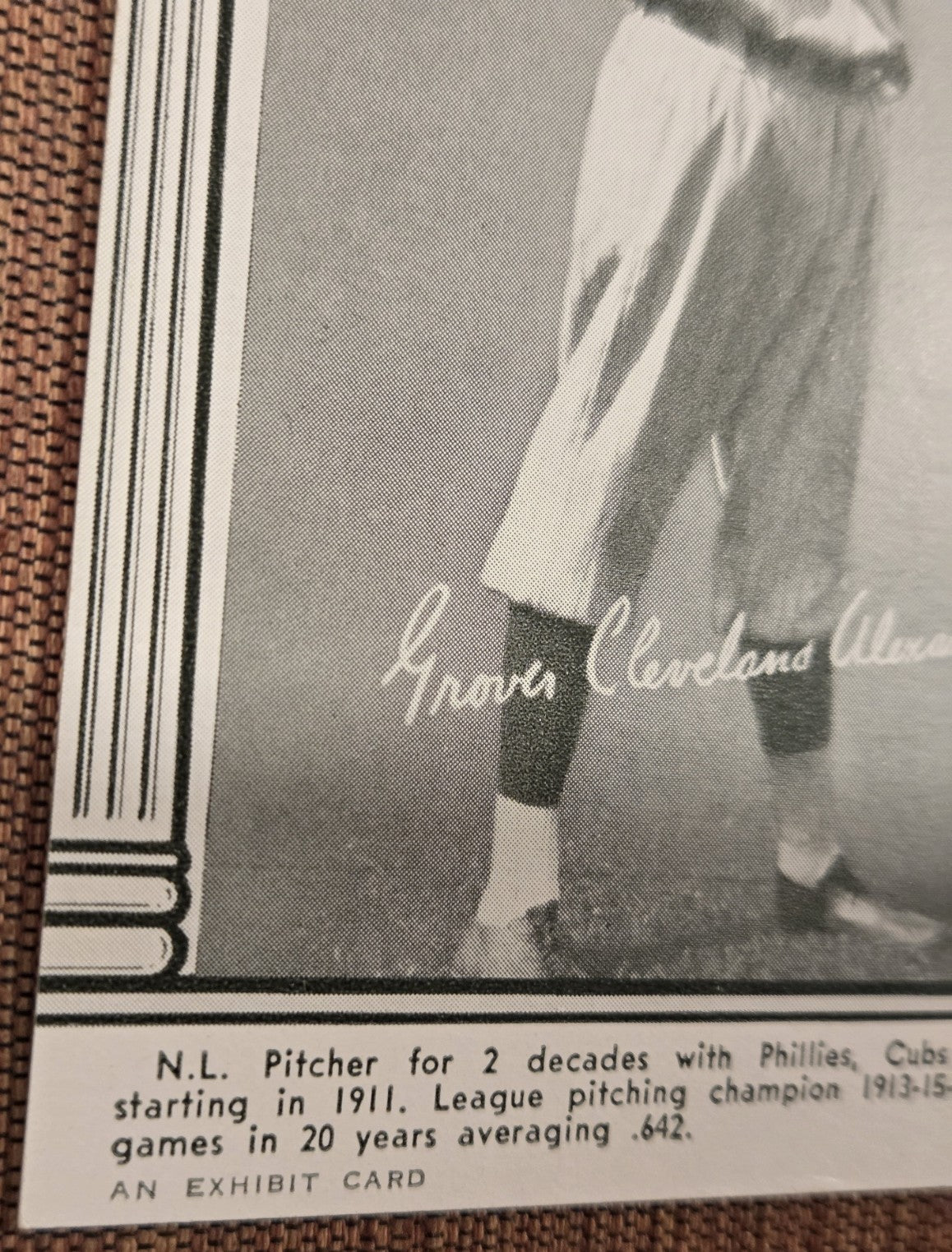 1948 Hall of Fame Exhibits Grover Cleveland Alexander Phillies Baseball Card HOF4