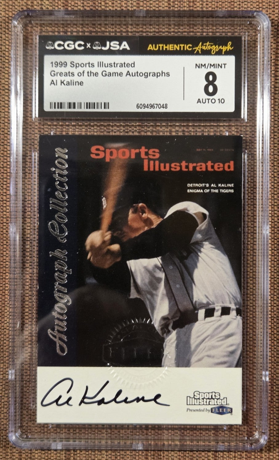 1999 Sports Illustrated Al Kaline Tigers Baseball Card CGC 8 / JSA 10 AUTO HOF0
