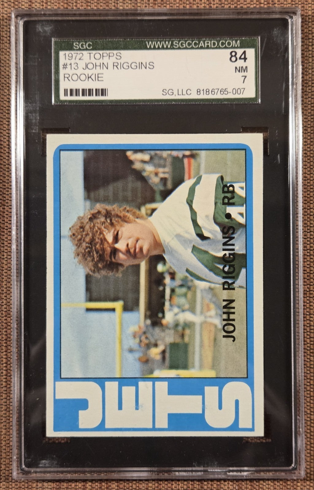 1972 Topps #13 John Riggins New York Jets Rookie Football Card SGC 7 NM RC0