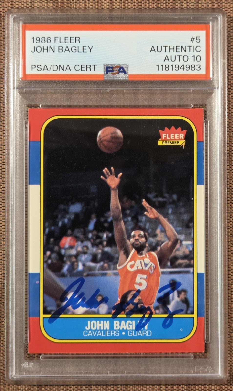 1988 Fleer #5 John Bagley Cleveland Cavs Rookie Basketball Card PSA/DNA AUTO RC0