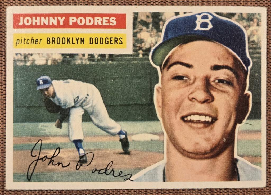 1956 Topps #173 Johnny Podres Brooklyn Dodgers Vintage Original Baseball Card0