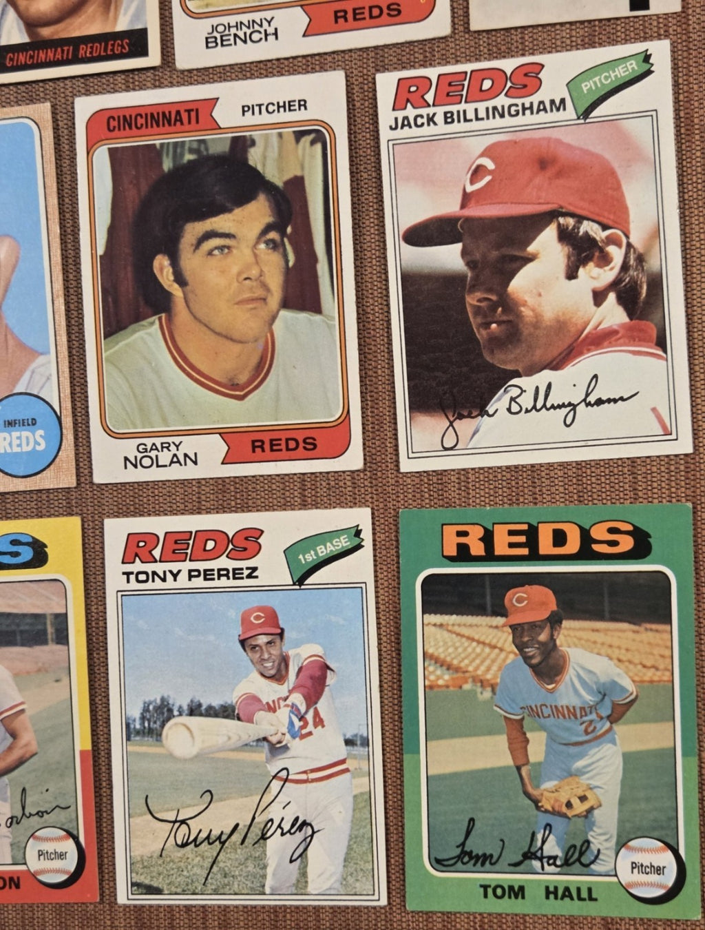 Reds Baseball Card Pete Rose Bench Morgan Perez Conception Armbrister RC Hall1