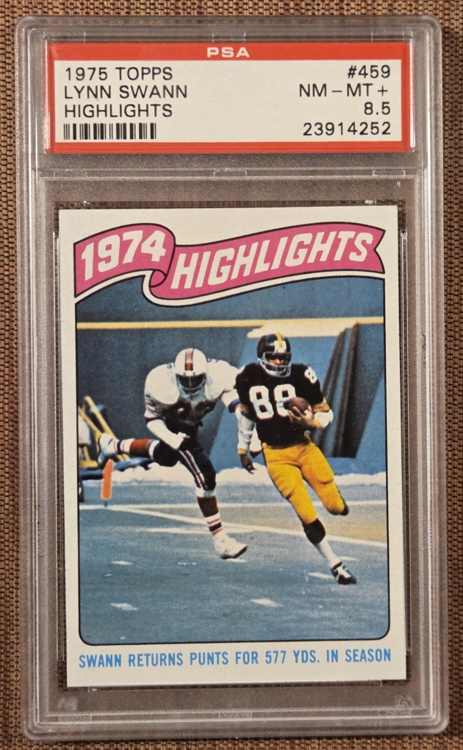 1975 Topps #459 Lynn Swann Pittsburgh Steelers Football Card PSA 8.5 RC HOF0