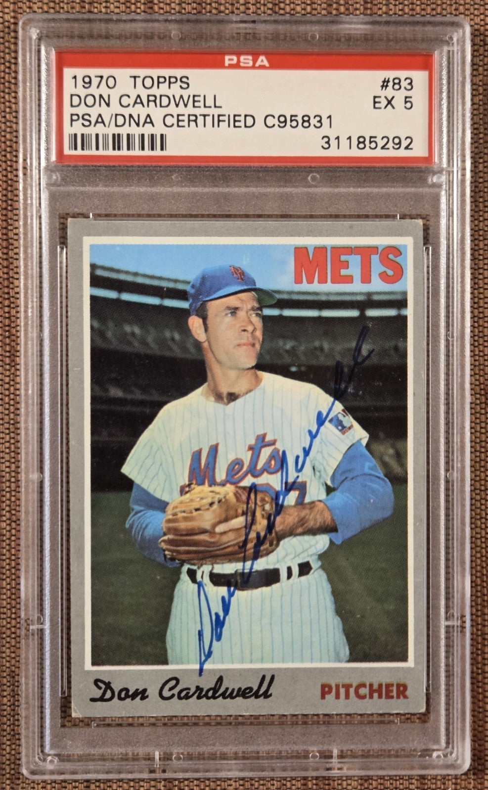 1970 Topps #83 Don Cardwell New York Mets Original Baseball Card PSA 5 /DNA AUTO0