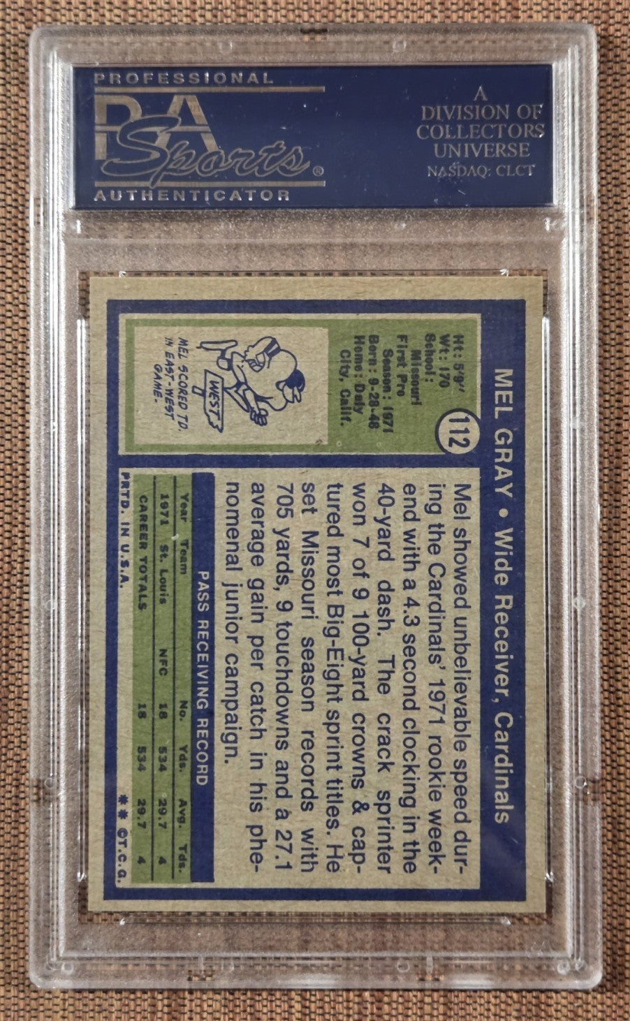 1972 Topps #112 Mel Gray St. Louis Cardinals Rookie Football Card PSA 8 RC1