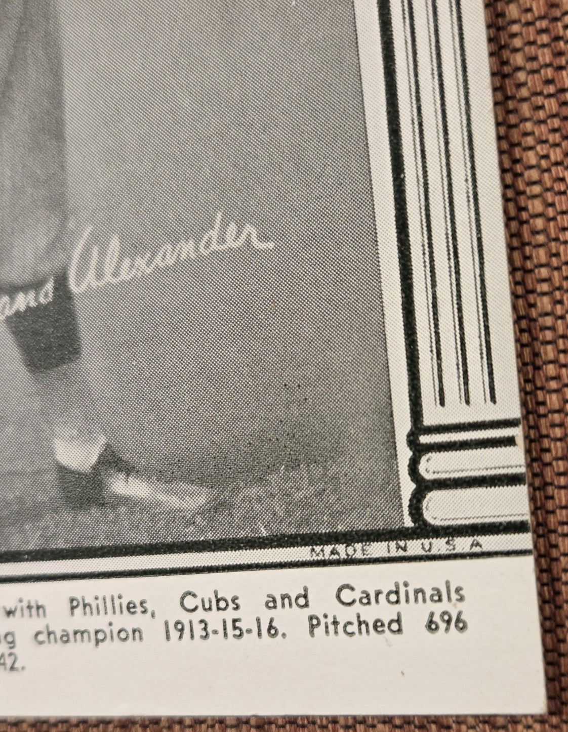 1948 Hall of Fame Exhibits Grover Cleveland Alexander Phillies Baseball Card HOF3