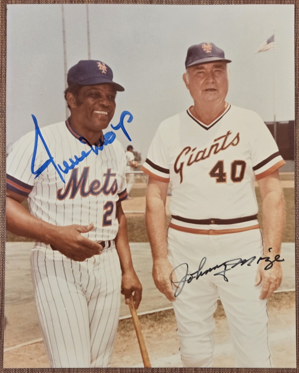 Willie Mays Johnny Mize AUTO 8x10 Mets Giants Baseball Signed Photo JSA HOF0